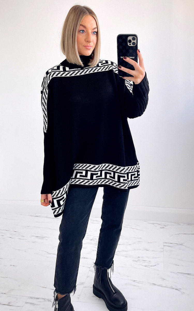 Milly High Neck Knitted Jumper with Print Detail