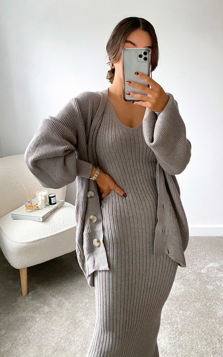 Mimi Knitted Longline Dress & Cardigan Co-Ord Thumbnail Mimi Knitted Longline Dress & Cardigan Co-Ord Thumbnail