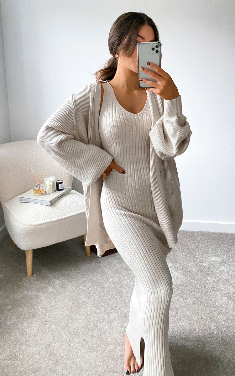 Mimi Knitted Longline Dress & Cardigan Co-Ord Thumbnail Mimi Knitted Longline Dress & Cardigan Co-Ord Thumbnail