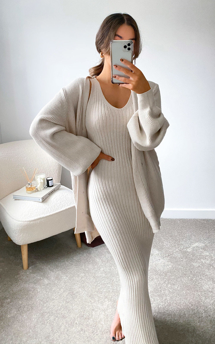 Mimi Knitted Longline Dress & Cardigan Co-Ord Thumbnail Mimi Knitted Longline Dress & Cardigan Co-Ord Thumbnail