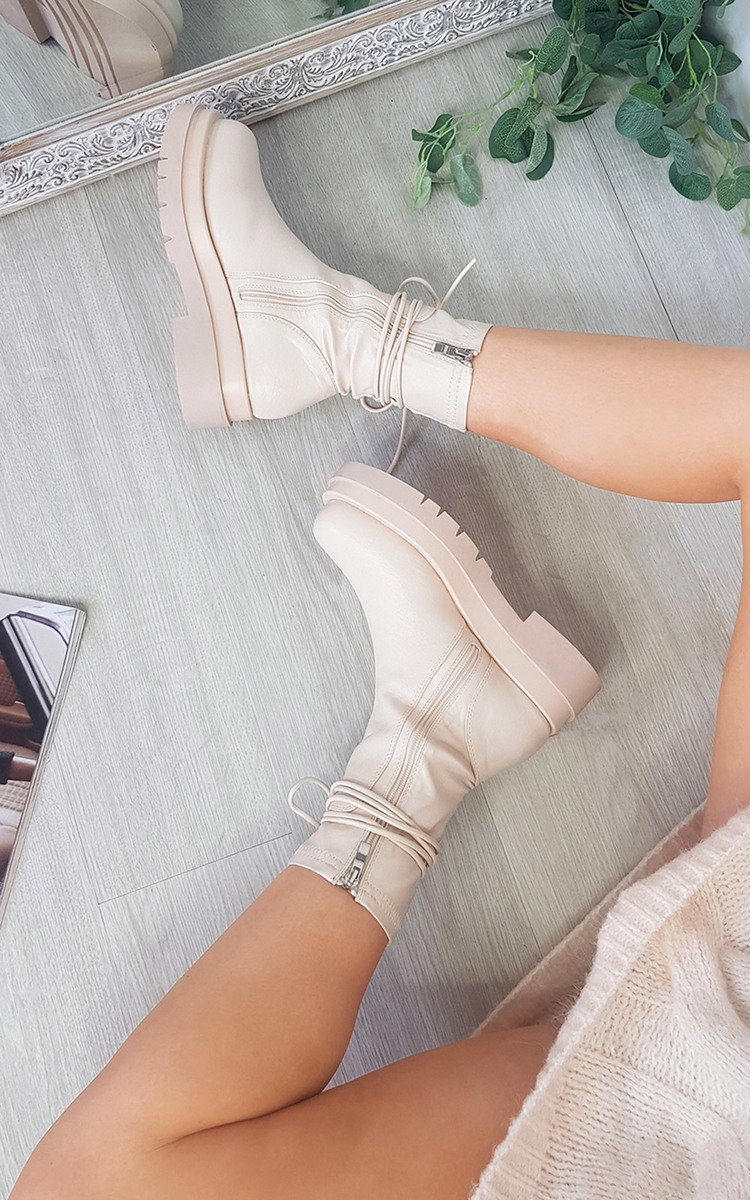 Mina Chunky Lace Up Zipped Boots Thumbnail Mina Chunky Lace Up Zipped Boots Thumbnail