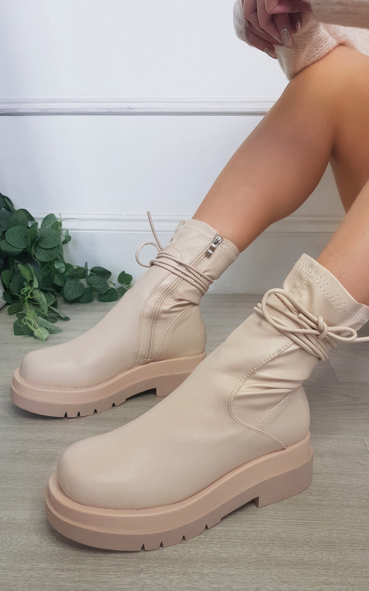 Mina Chunky Lace Up Zipped Boots