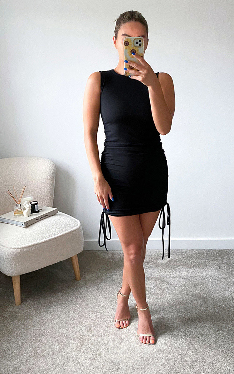 Misty Ruched Side Sleeveless Mini Dress Thumbnail