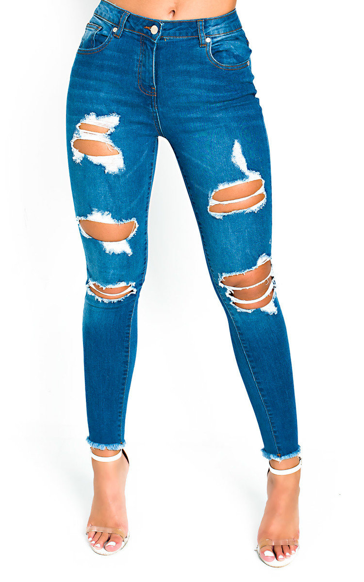 Mona Distressed Frayed Skinny Jeans Thumbnail Mona Distressed Frayed Skinny Jeans Thumbnail