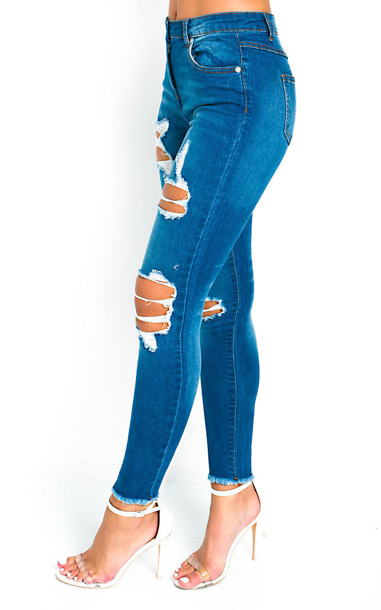 Mona Distressed Frayed Skinny Jeans 