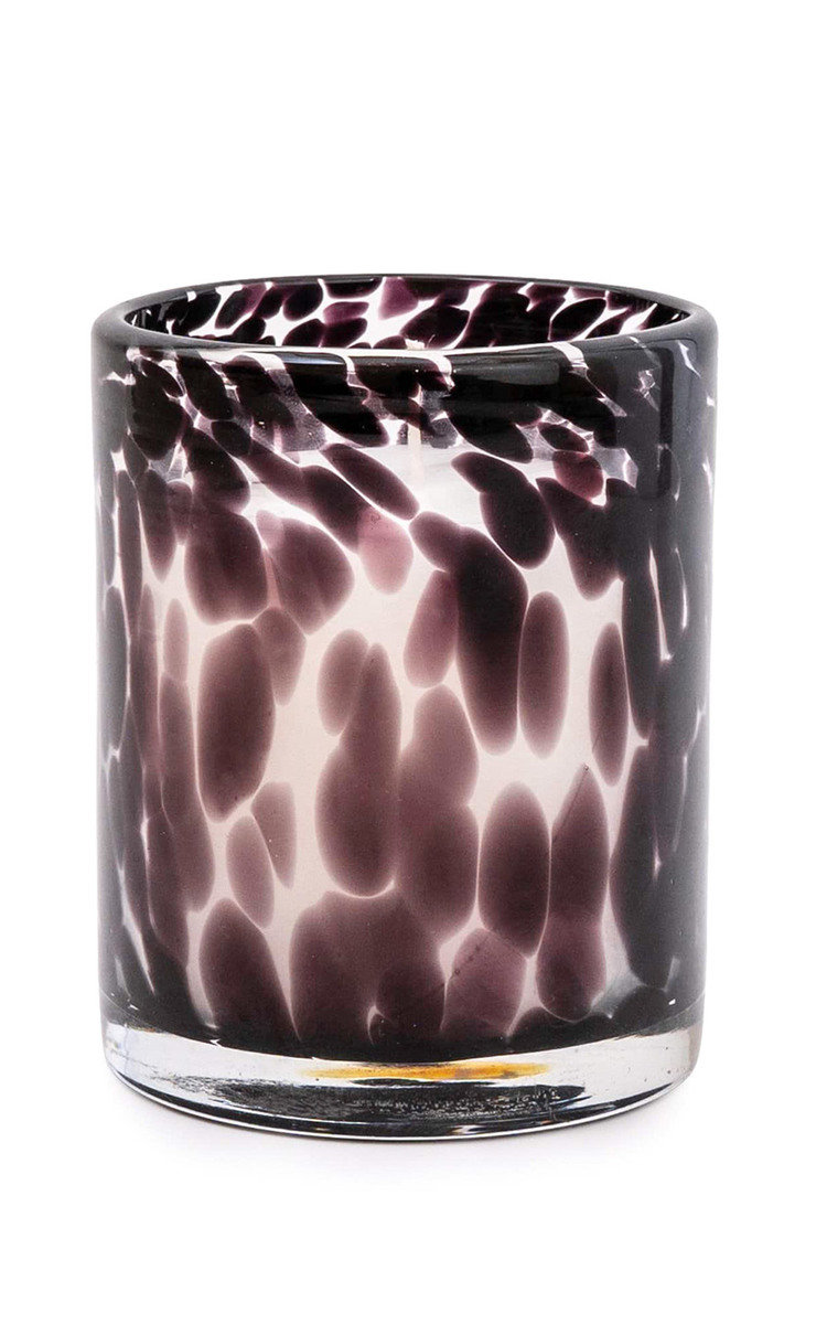 Mottled Black & Clear Glass Wax Filled Pot Candle in Turkish Rose Scent  Thumbnail