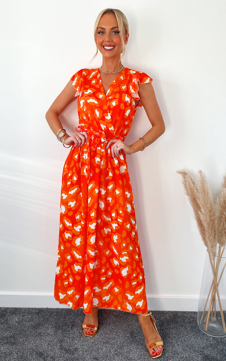 Myla Printed Midi Dress with Tie Front Myla Printed Midi Dress with Tie Front