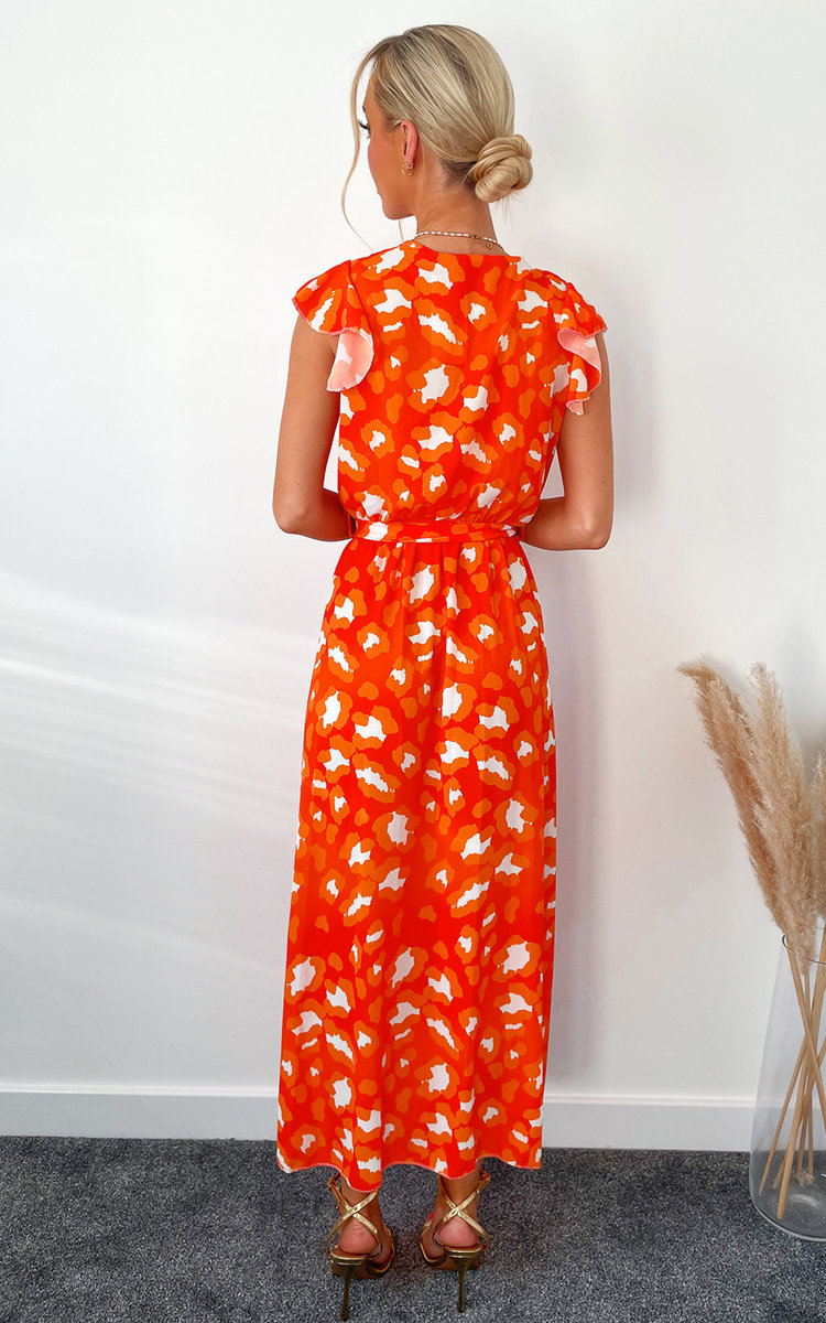 Myla Printed Midi Dress with Tie Front Thumbnail Myla Printed Midi Dress with Tie Front Thumbnail