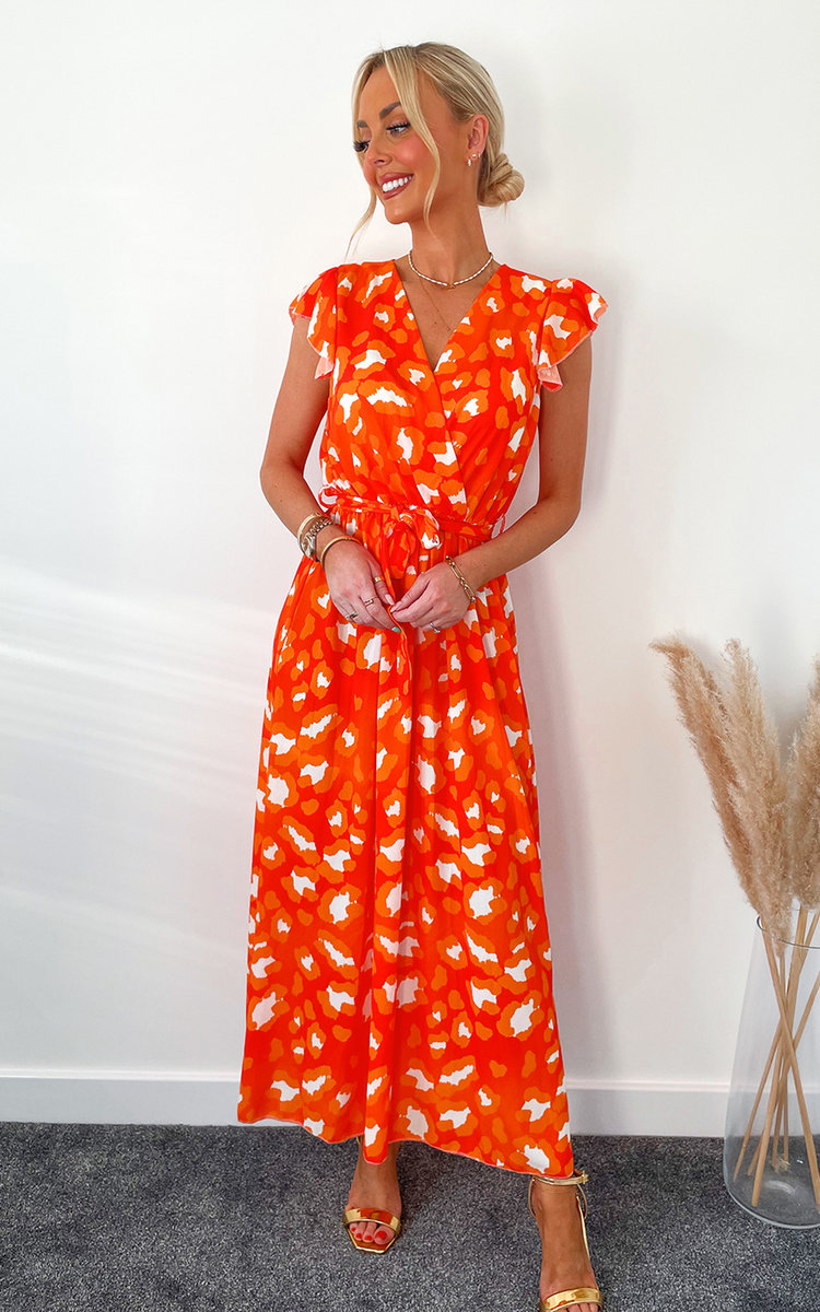 Myla Printed Midi Dress with Tie Front Thumbnail Myla Printed Midi Dress with Tie Front Thumbnail