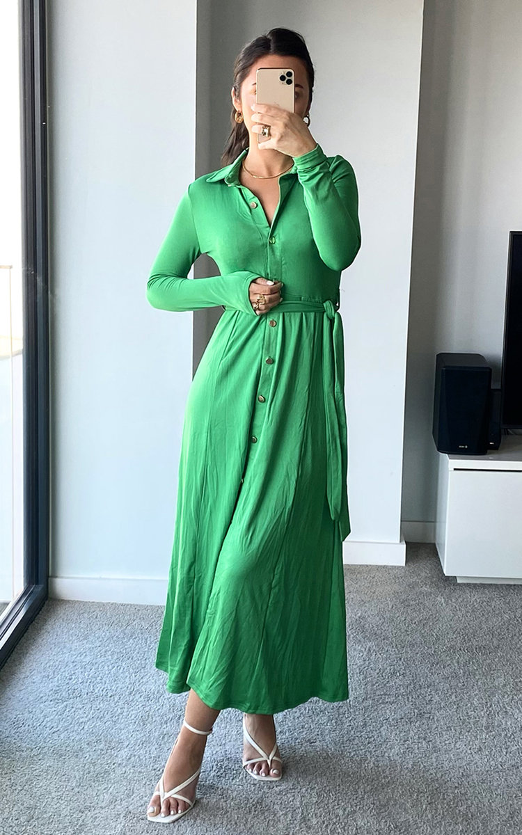 Nadia Button Down Maxi Dress with Tie Front Thumbnail Nadia Button Down Maxi Dress with Tie Front Thumbnail