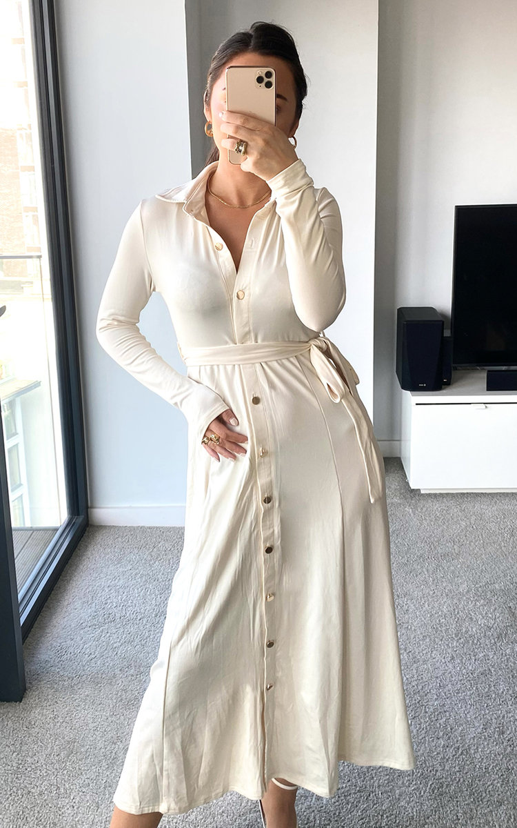 Nadia Button Down Maxi Dress with Tie Front Thumbnail Nadia Button Down Maxi Dress with Tie Front Thumbnail