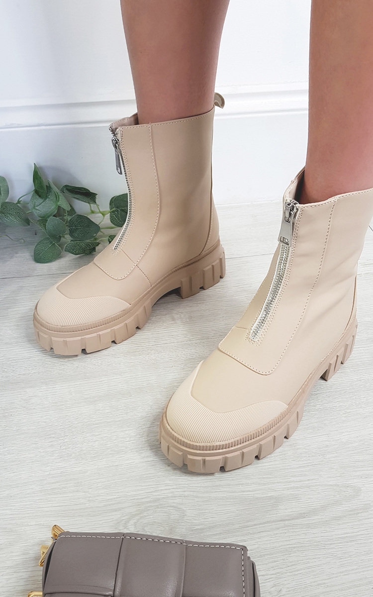 Naomi Faux Leather Zip Detail Ankle Boots Naomi Faux Leather Zip Detail Ankle Boots