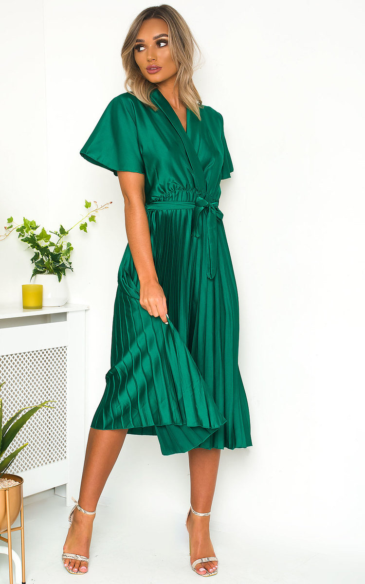 pleated midi occasion dress