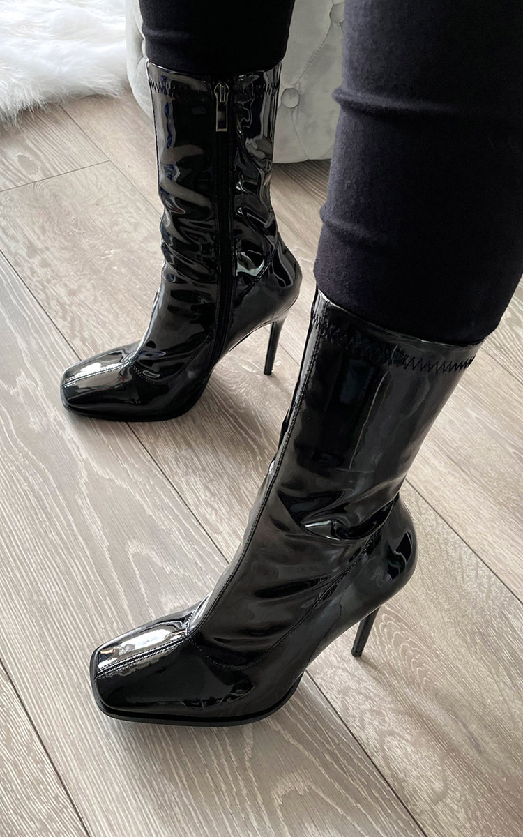 Natalie Square Toe Zip Up Heeled Boots Thumbnail