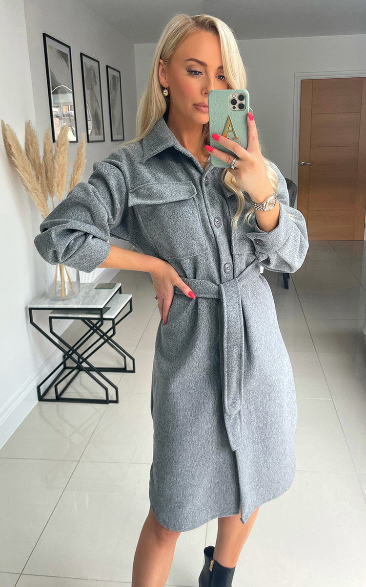 Nicola Longline Button Down Jacket with Tie Waist Thumbnail Nicola Longline Button Down Jacket with Tie Waist Thumbnail