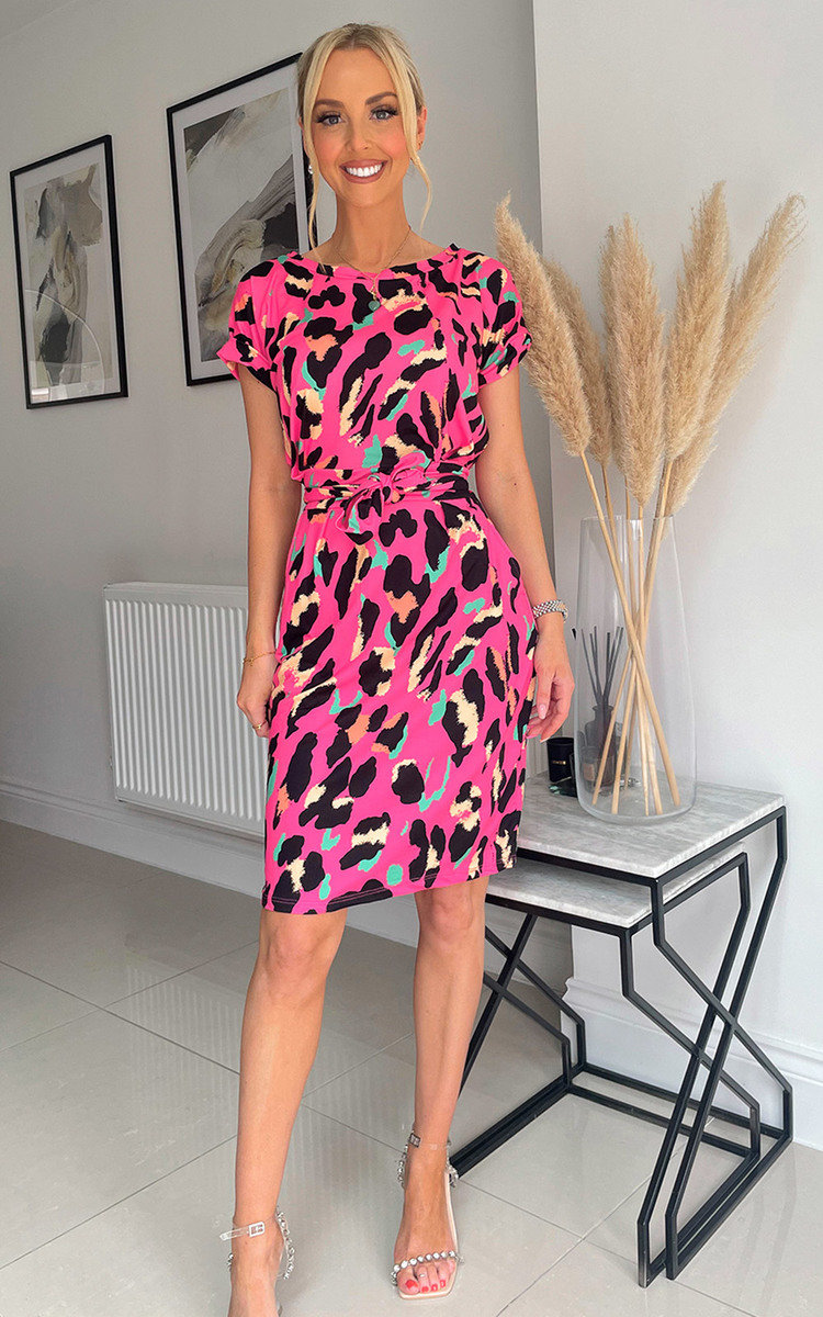 Grace Printed Midi Dress  with Belt Detail