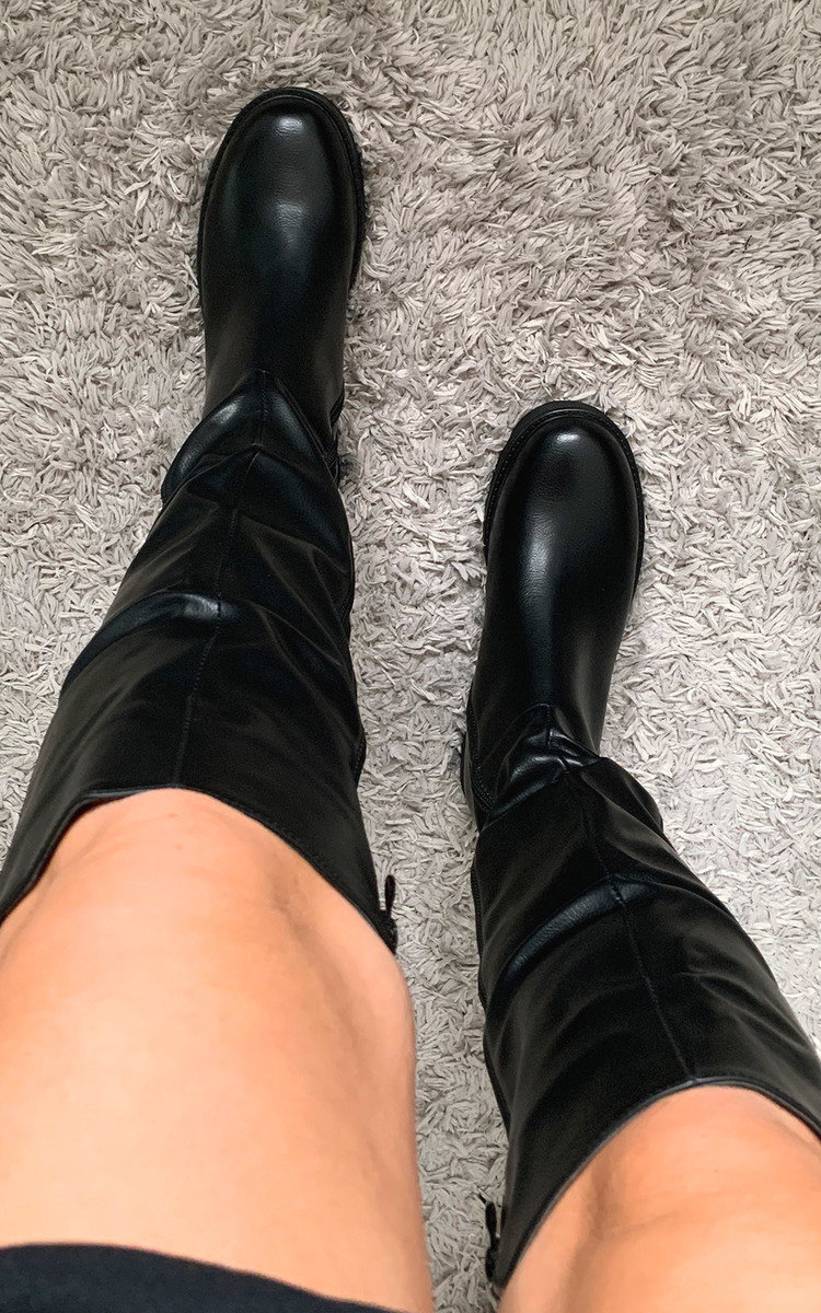 Nika Knee High Boots in Black | ikrush