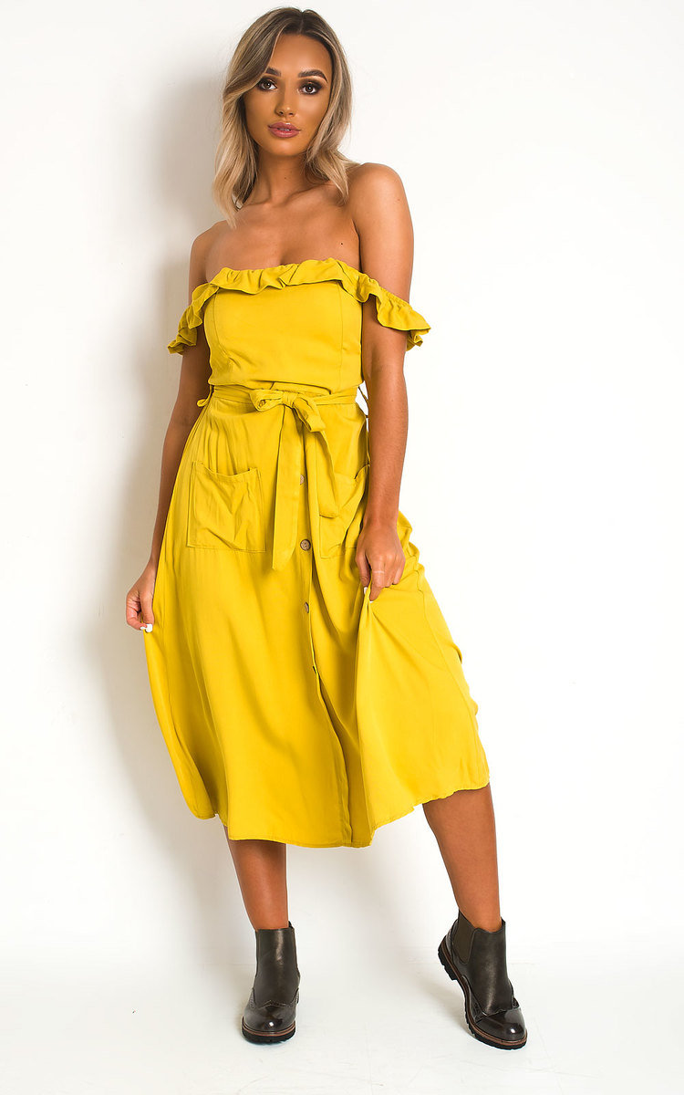 Nikita Off the Shoulder Maxi Dress in Mustard | ikrush