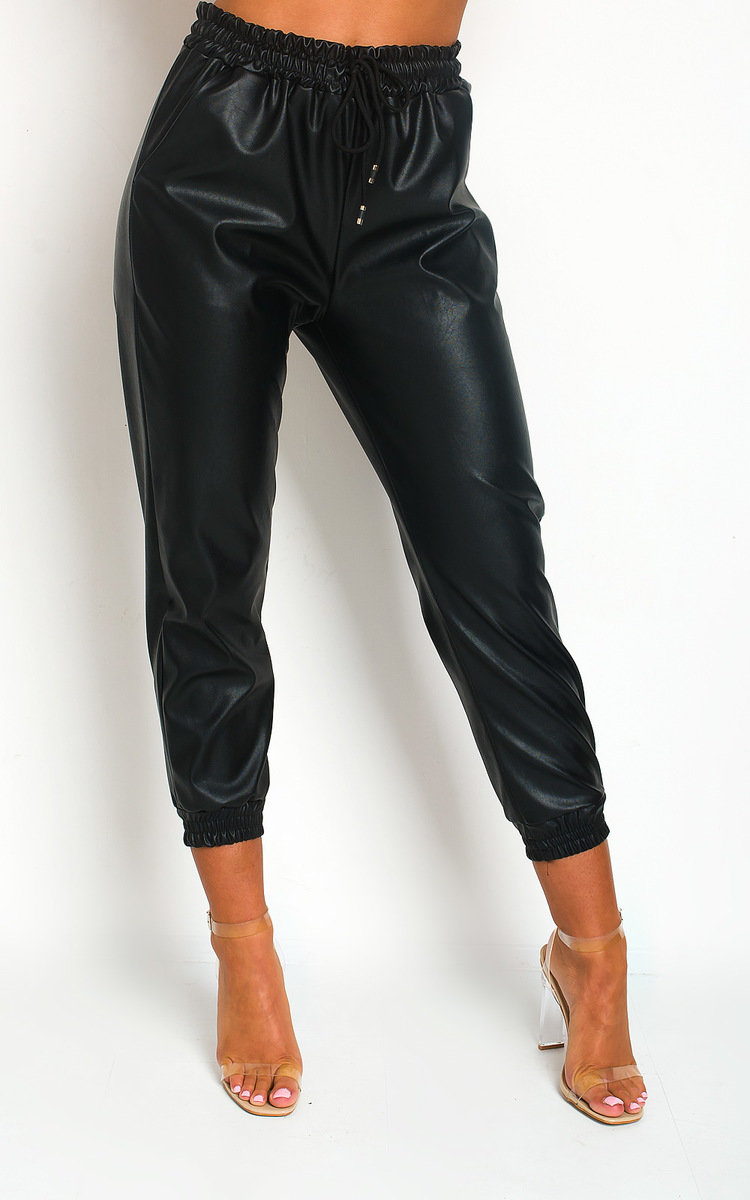 Nikki Faux Leather Casual Joggers Thumbnail