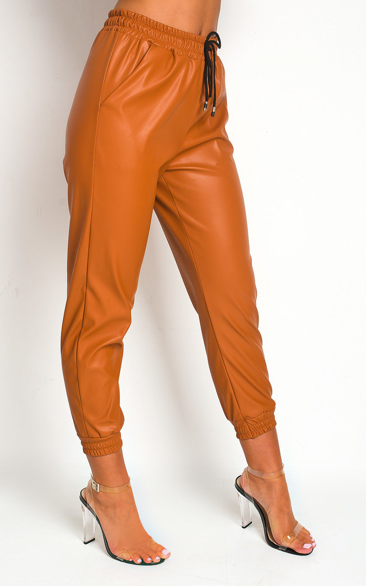 Nikki Faux Leather Casual Joggers Thumbnail