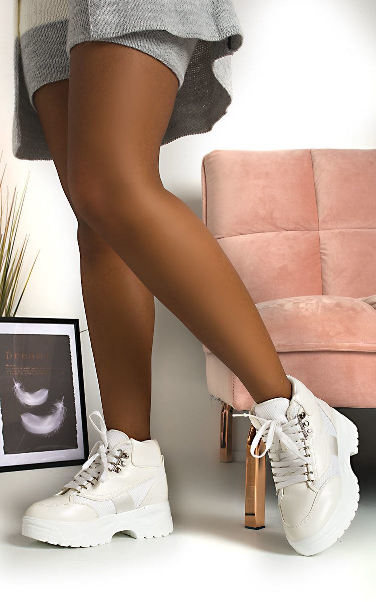 white flat lace up boots