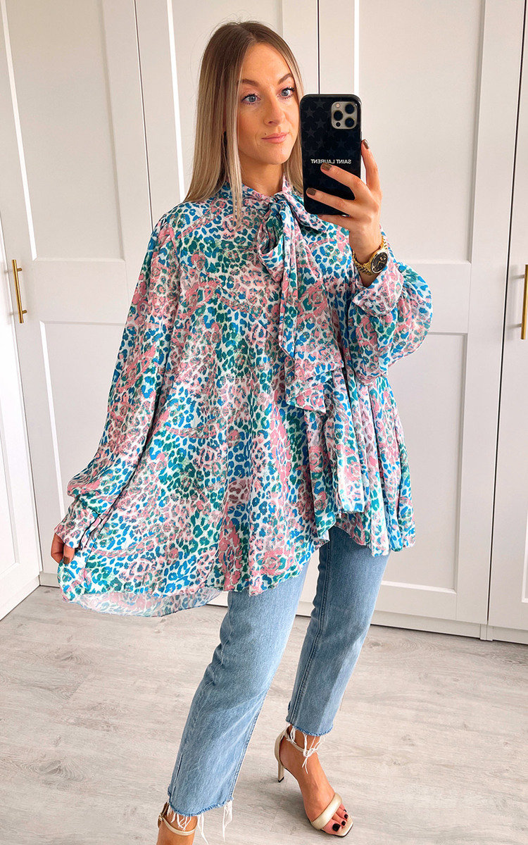 Nina Longline Drop Blouse with Bow Detail Nina Longline Drop Blouse with Bow Detail