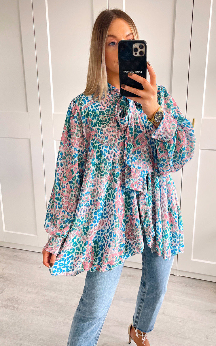 Nina Longline Drop Blouse with Bow Detail Thumbnail Nina Longline Drop Blouse with Bow Detail Thumbnail