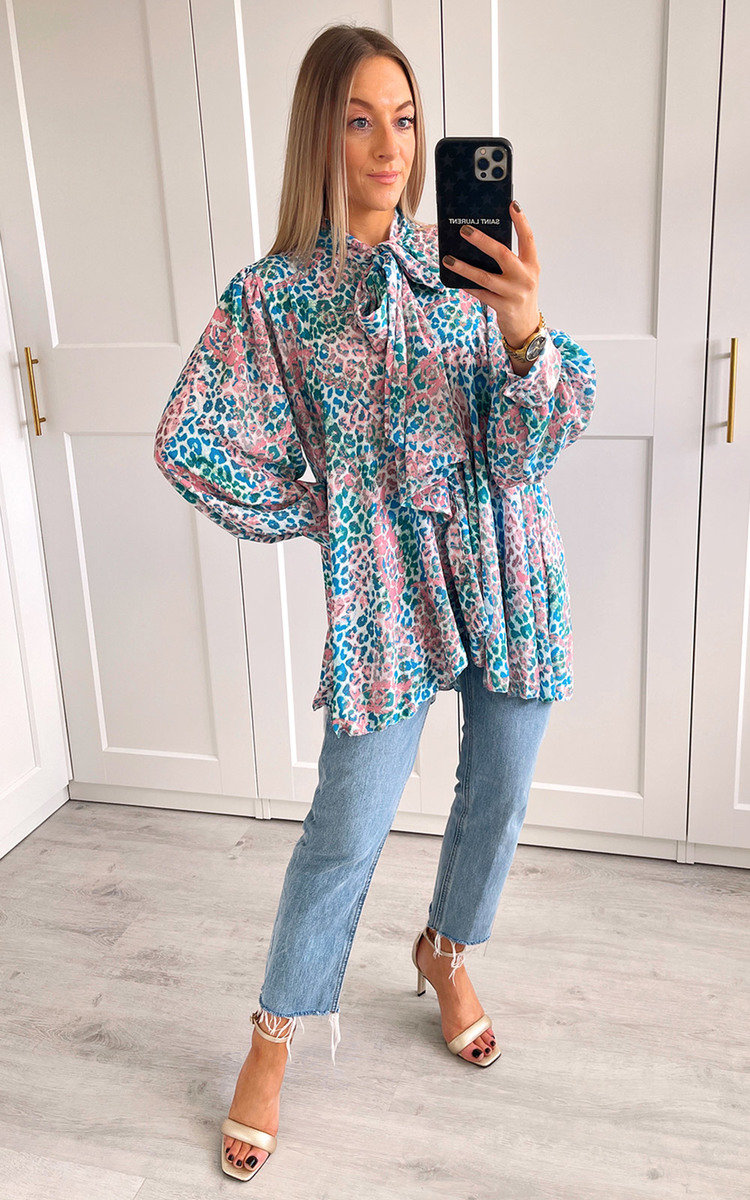 Nina Longline Drop Blouse with Bow Detail Thumbnail Nina Longline Drop Blouse with Bow Detail Thumbnail