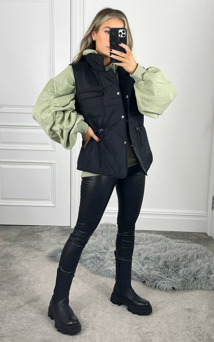 Noor Padded Gilet with Drawstring Waist Detail Thumbnail Noor Padded Gilet with Drawstring Waist Detail Thumbnail