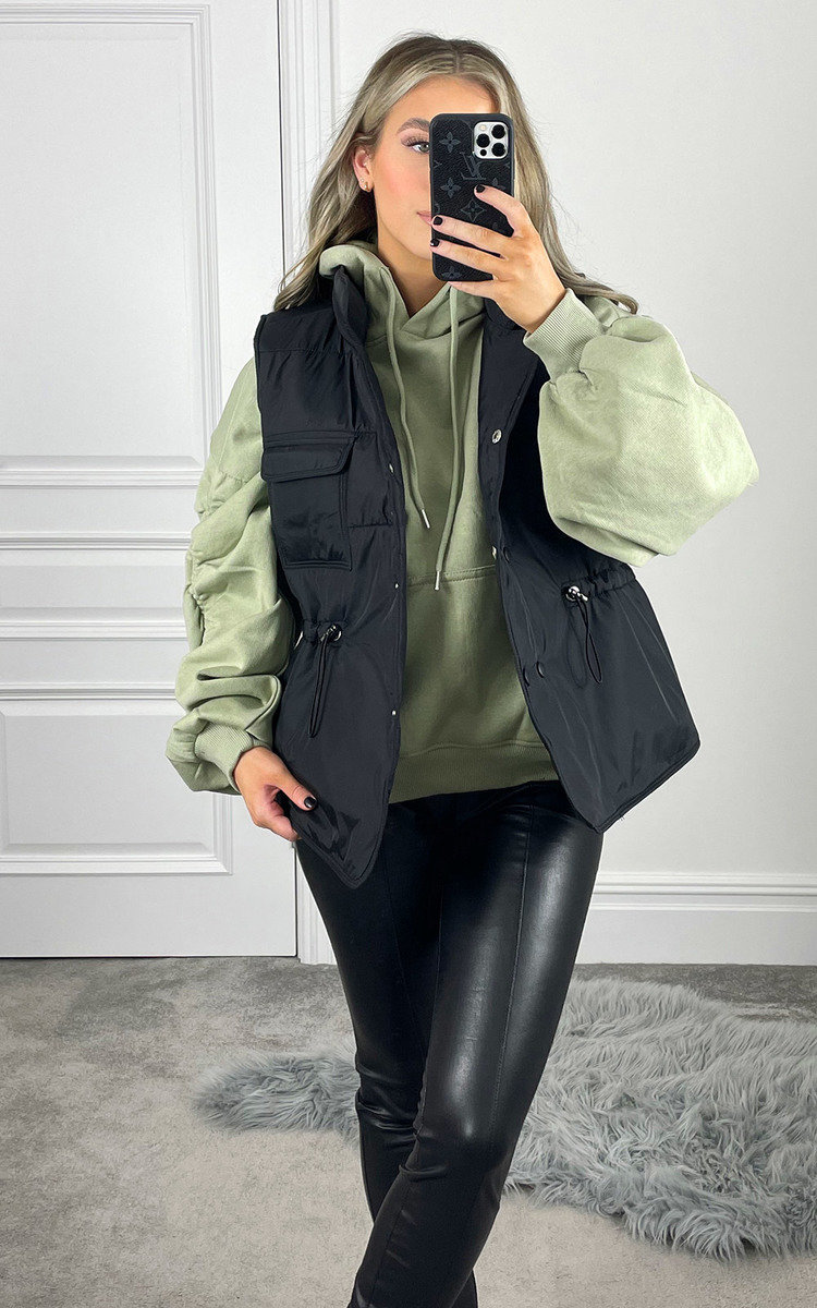 Noor Padded Gilet with Drawstring Waist Detail Noor Padded Gilet with Drawstring Waist Detail