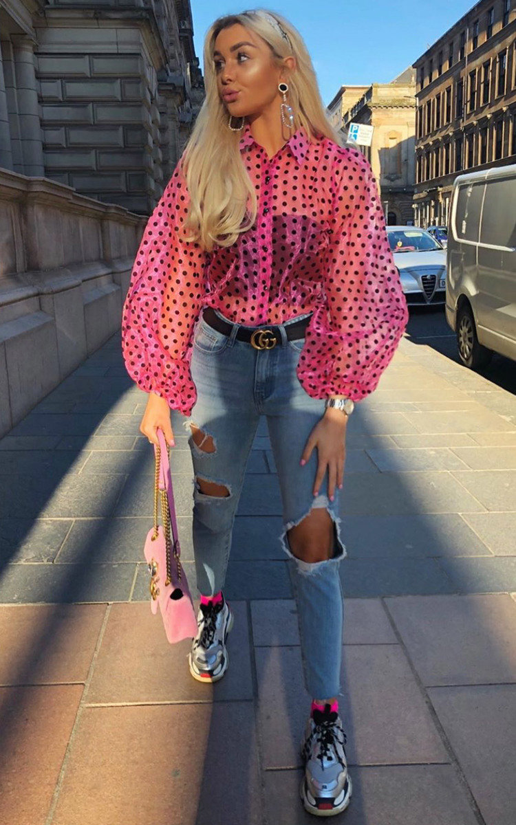 Ola Polka Dot Mesh Blouse Thumbnail Ola Polka Dot Mesh Blouse Thumbnail