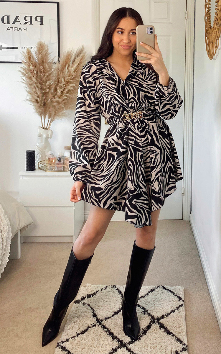 Olive Printed Shirt Dress with Belt Detail Thumbnail Olive Printed Shirt Dress with Belt Detail Thumbnail