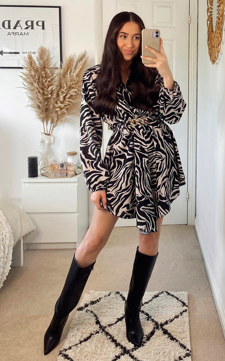 Olive Printed Shirt Dress with Belt Detail Thumbnail Olive Printed Shirt Dress with Belt Detail Thumbnail