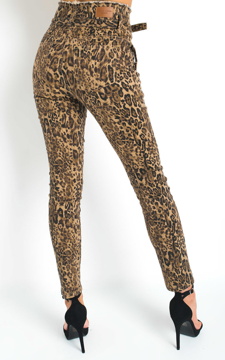 Olivia Tie Waist Leopard Print Jeans Thumbnail