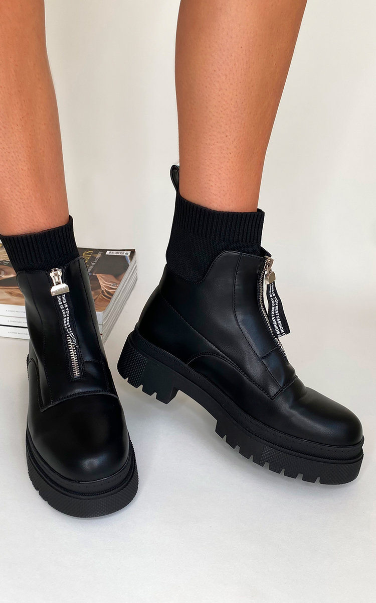 Orla Mid Calf Zip Up Chunky Boots 