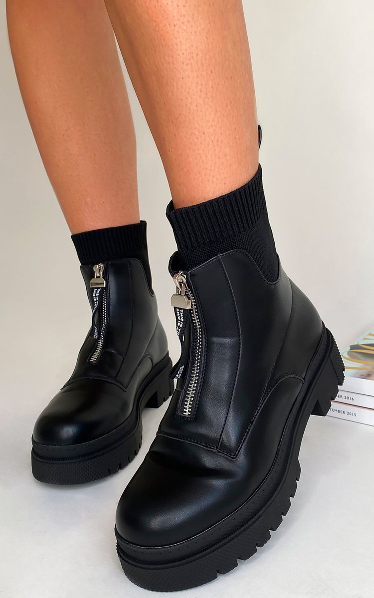 Orla Mid Calf Zip Up Chunky Boots  Thumbnail