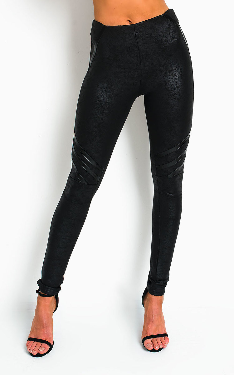 Orlagh Faux Leather Stripe Leggings Thumbnail Orlagh Faux Leather Stripe Leggings Thumbnail
