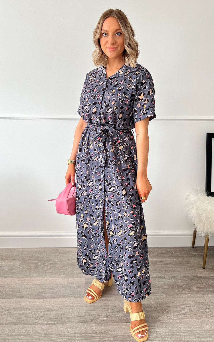 Paige Button Down Maxi Dress with Tie Front Thumbnail Paige Button Down Maxi Dress with Tie Front Thumbnail