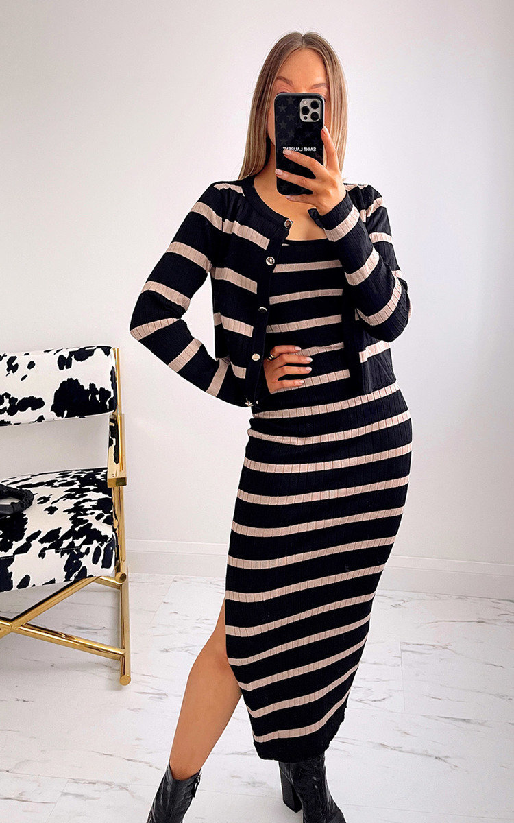 Pamela Cardigan and Skirt Co-ord with Stripe Detail Pamela Cardigan and Skirt Co-ord with Stripe Detail