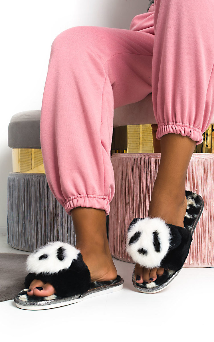 Panda Faux Fur Slippers Thumbnail