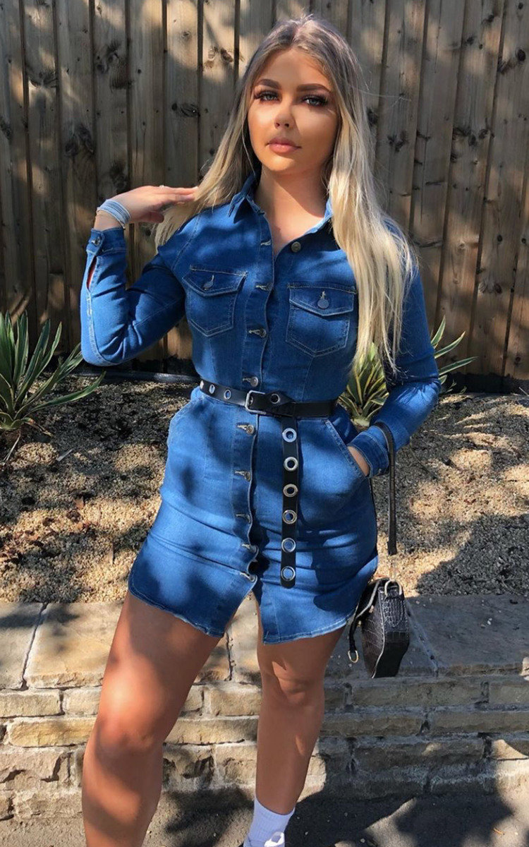 Paris Button Up Denim Dress Thumbnail