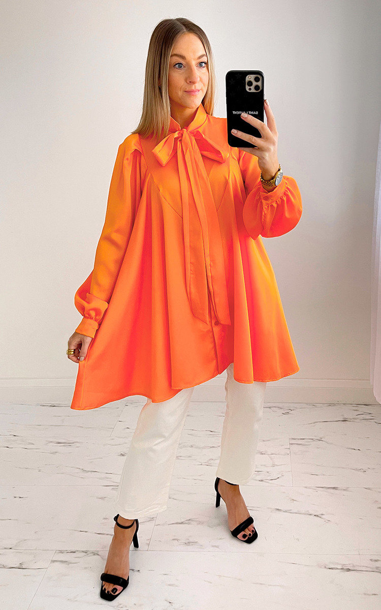 Paris Longline Blouse with Bow Detail Thumbnail Paris Longline Blouse with Bow Detail Thumbnail