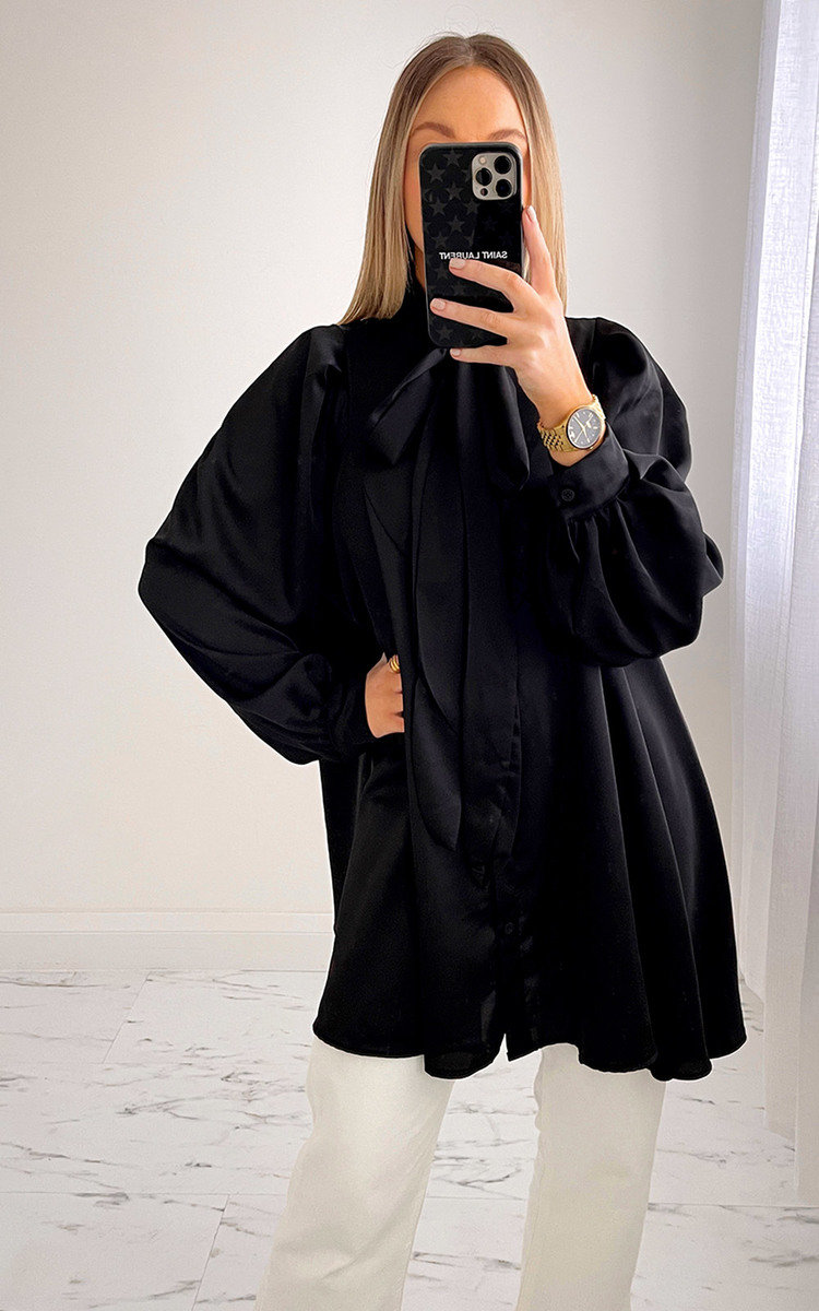 Paris Longline Blouse with Bow Detail Thumbnail Paris Longline Blouse with Bow Detail Thumbnail