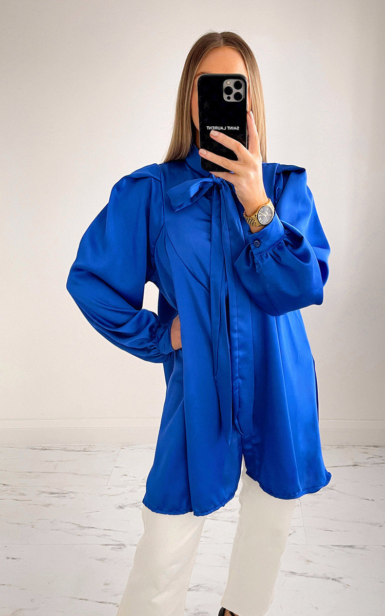 Paris Longline Blouse with Bow Detail Thumbnail Paris Longline Blouse with Bow Detail Thumbnail