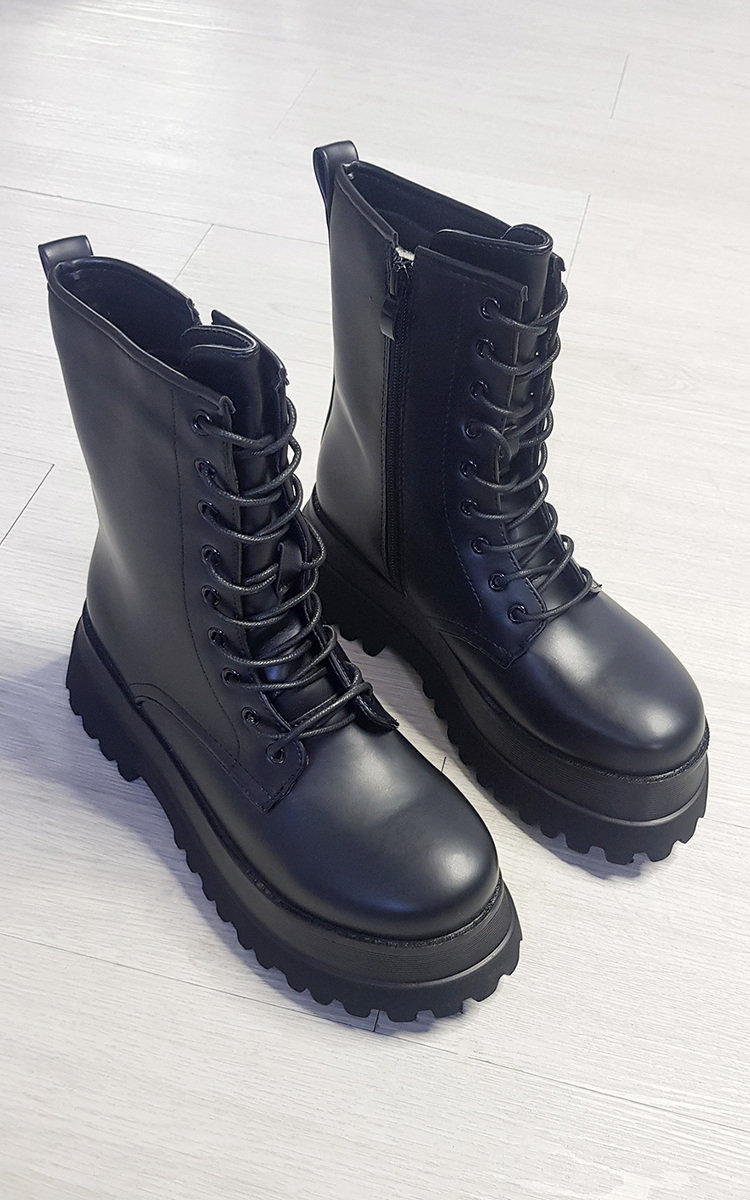 Parker Faux Leather Chunky Lace Up Boots Parker Faux Leather Chunky Lace Up Boots
