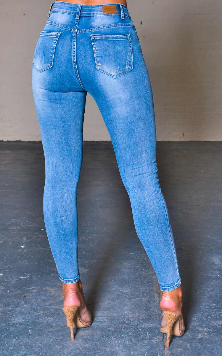 Pasha Zipped Stretch Slim Jeans in Denim ikrush