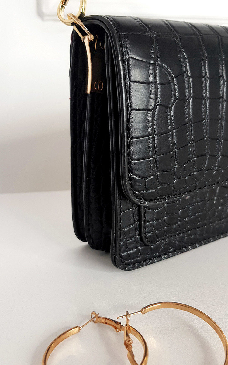 Paula Faux Leather Croc Print Shoulder Bag Thumbnail Paula Faux Leather Croc Print Shoulder Bag Thumbnail