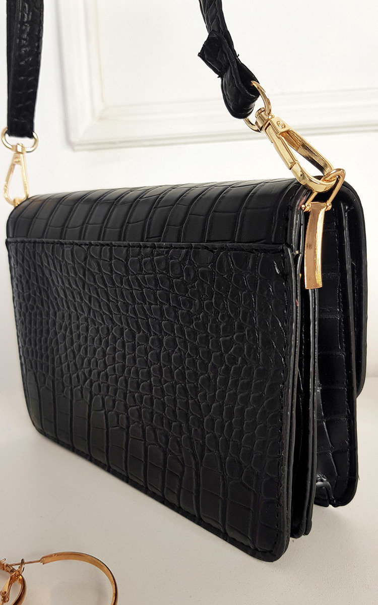 Paula Faux Leather Croc Print Shoulder Bag Thumbnail