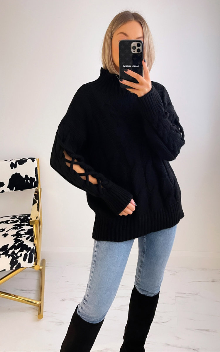 Paula High Neck Cable Knit Jumper