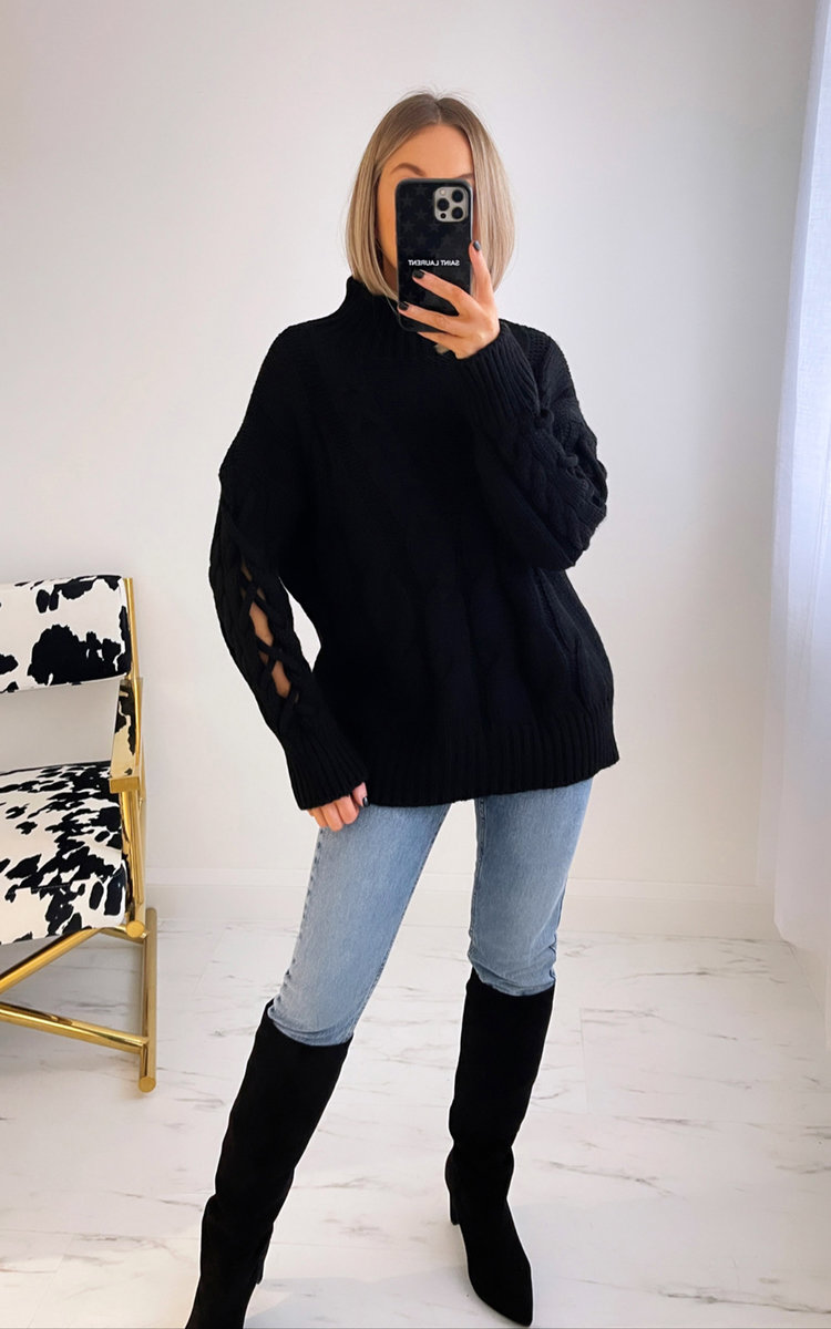 Paula High Neck Cable Knit Jumper Thumbnail